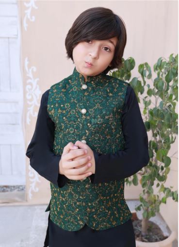 Leaf Green Embroidered Waistcoat